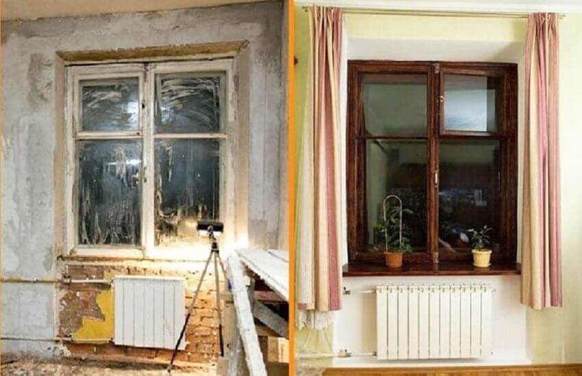 Вид окна до и после восстановления