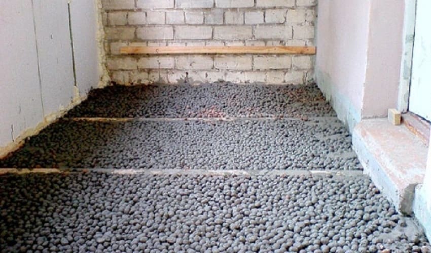 Утепление бетонного пола керамзитом